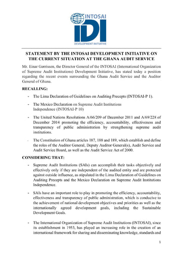 IDI Statement – Ghana Audit Service