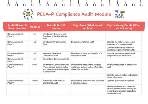 PESA-P Module Names and Objectives: Compliance Audit