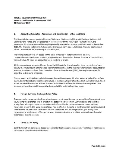 Notes to Financial Statement 2019