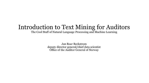 Marketplace: Introduction to Text Mining for Auditors (Office of the Auditor General of Norway)