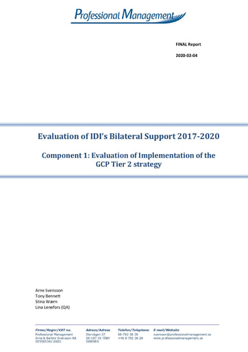 Bilateral Support 2017-2020 Evaluation, Component 1 – Evaluation of Implementation of the GCP Tier 2 strategy