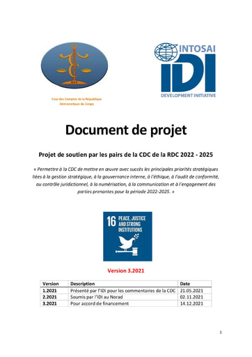 CDC-RDC Project de soutien par les pairs 2022-2025 : Document de project