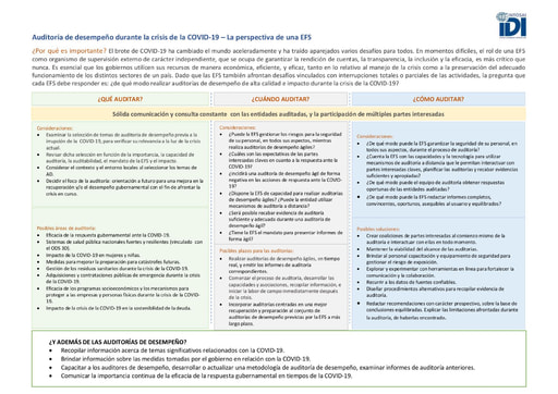Auditoría de desempeño durante la crisis de la COVID-19 – La perspectiva de una EFS